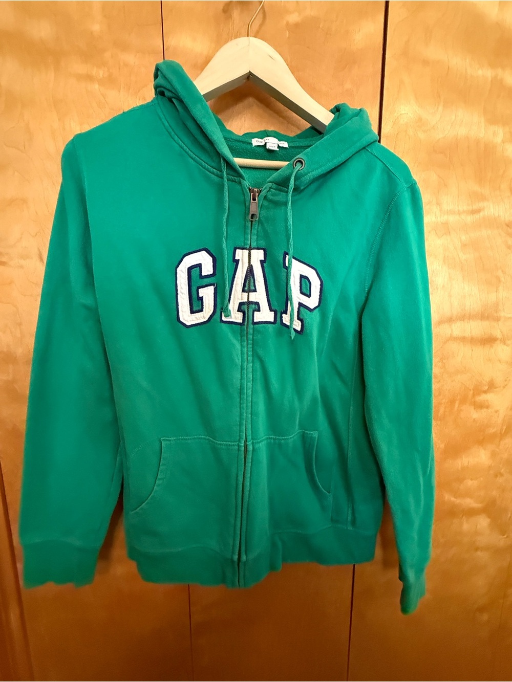 GAP Green Hooded Zip up Logi Jacket women size large
